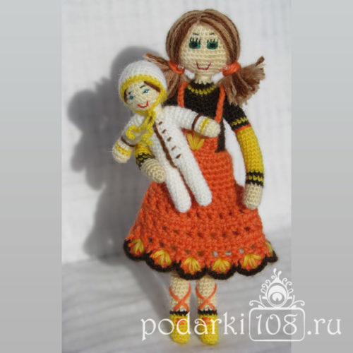 Вязаная кукла Лида с малышом