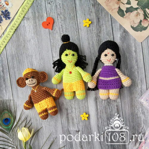 Вязаная кукла Сита Рама Хануман купить Подарки108
